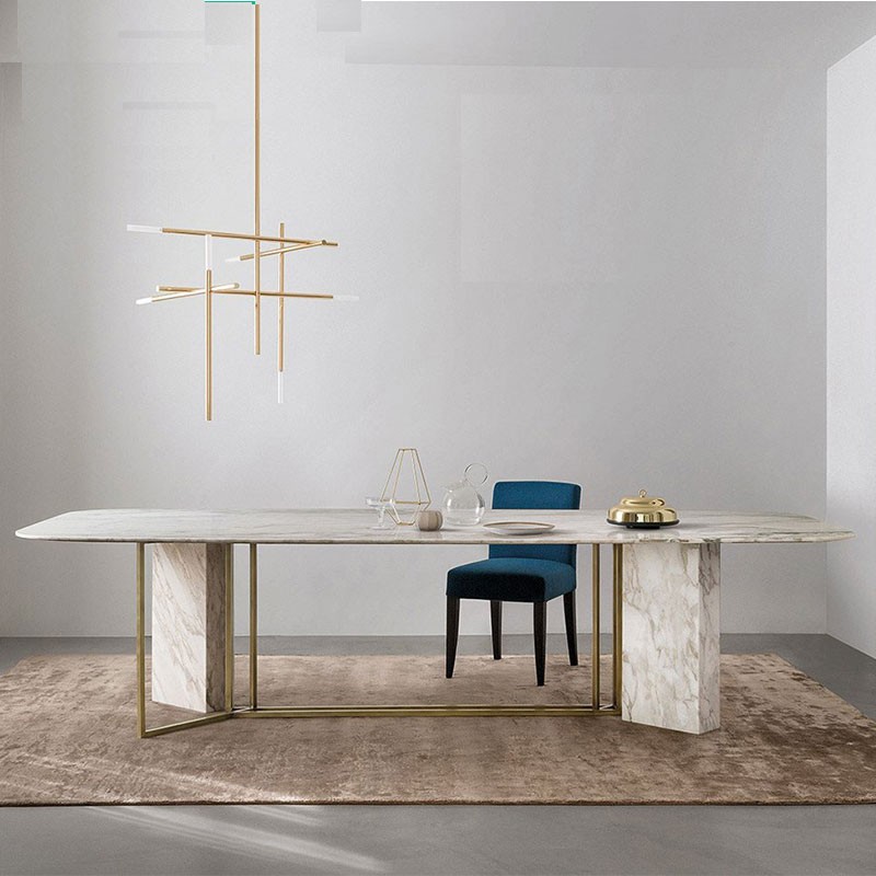恒豎輕奢餐廳巖板面長(zhǎng)餐桌（可定制）
