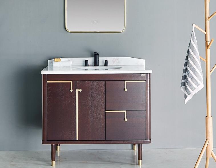 HOAA棕紅色實(shí)木浴室柜帶浴室鏡FH-81510